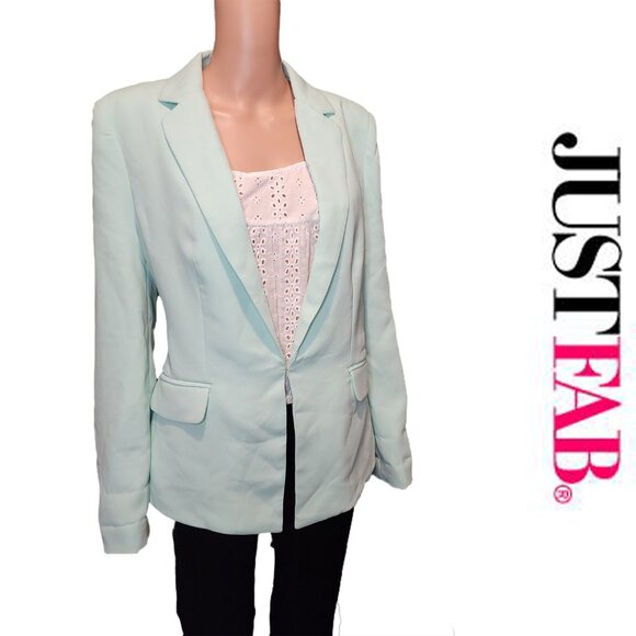 Justfab Flap Pocket Blazer NWOT Mint Green XL Dark Marks - Picture 1 of 11